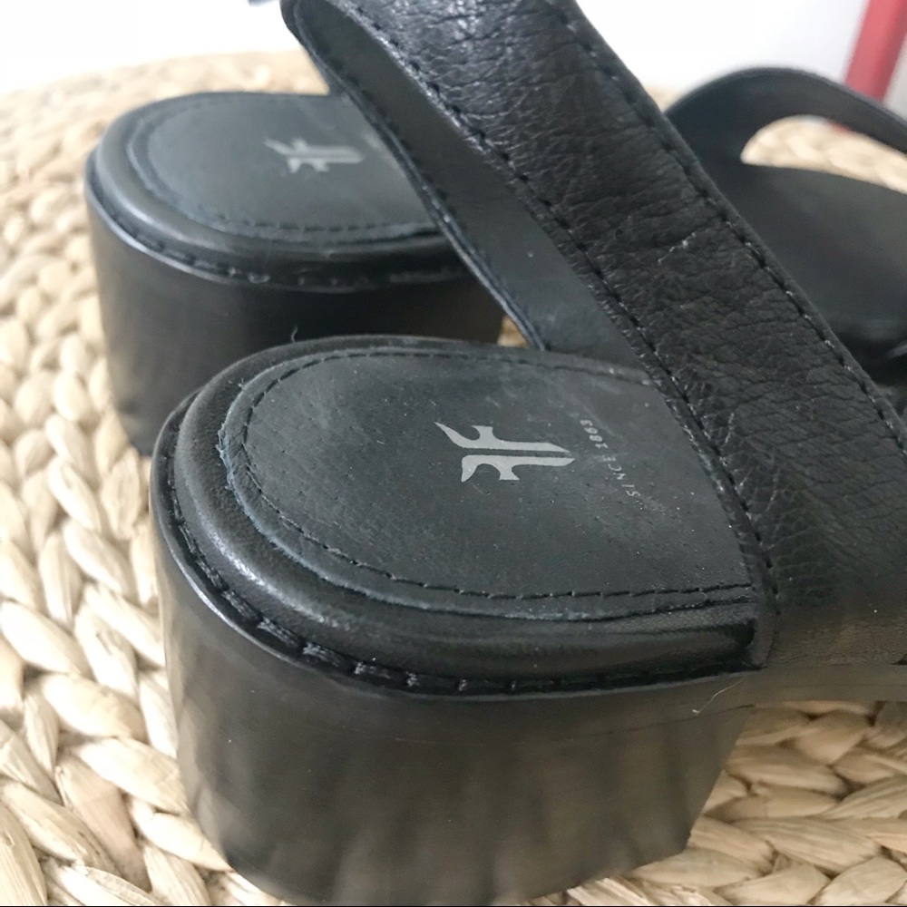 FRYE Cindy Black Leather Buckle Sandals Size 7 - Picture 4 of 8
